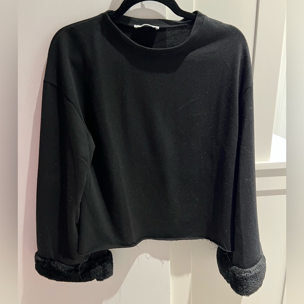 Zara sweater with faux fur cuffs